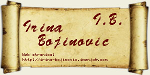 Irina Bojinović vizit kartica